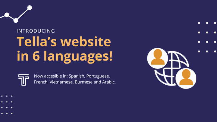 Tella website now available in Spanish, Portuguese, French, Vietnamese, Burmese and Arabic