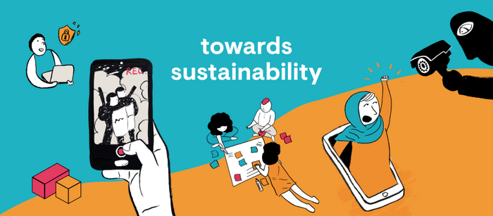 Illustration with the words "towards sustainability"